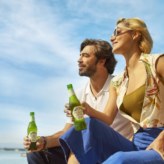Peroni Nastro Azzurro 0.0% Non-Alcoholic Beer, Italy - 24 x 330ML lifestyle image 1 | SKU BEVR-733341