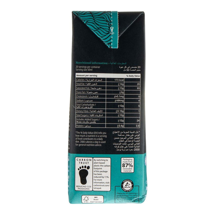 Macphie Mactop Traditional Cream Alternative 1LTR nutrition and packaging panel