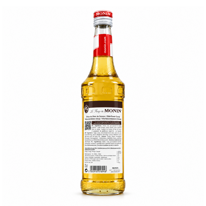 Monin Elderflower Syrup 700ml rear label