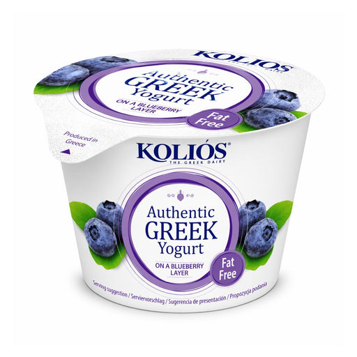 Kolios Authentic Greek Strained Yoghurt 0% – Blueberry Layer - 6 X 150G | Addtocart Dubai UAE