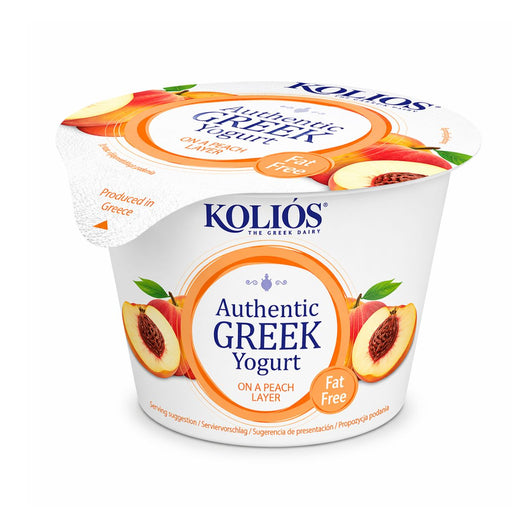 Kolios Authentic Greek Strained Yoghurt 0% – Peach Layer - 6 X 150G | Addtocart Dubai UAE