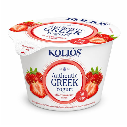 Kolios Authentic Greek Strained Yoghurt 0% – Strawberry Layer - 6 X 150G | Addtocart Dubai UAE
