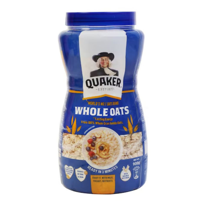Quaker Whole Oats Plastic Bottle 900G — front pack | Addtocart Dubai UAE