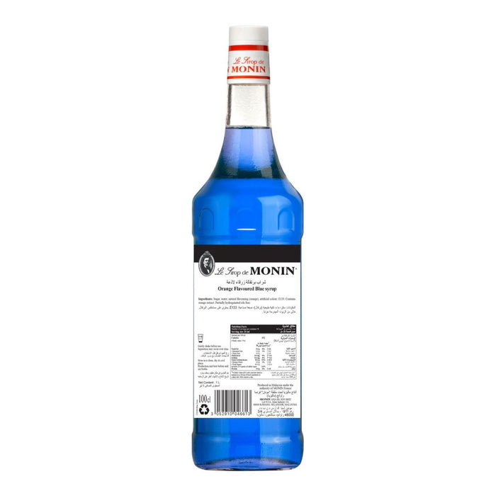Monin Blue Lagoon Zesty Orange Syrup 1LTR back label UAE