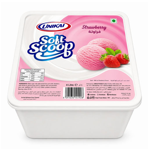Unikai Strawberry Ice Cream Soft Scoop - 4LTR | Addtocart Dubai UAE