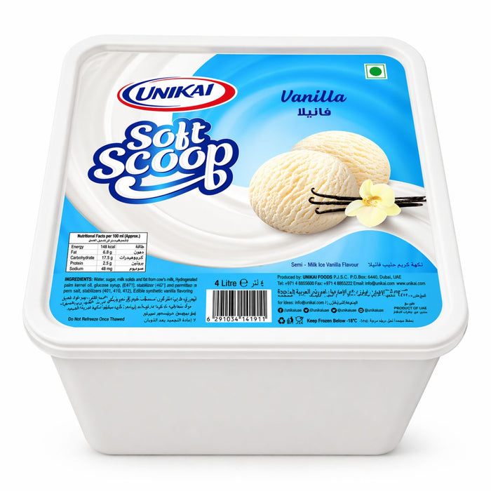 Unikai Vanilla Ice Cream Soft Scoop - 4LTR | Addtocart Dubai UAE