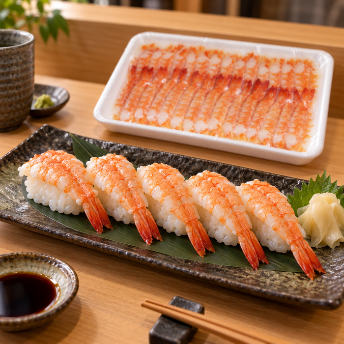 GGFT Sushi Ebi Shrimp, Size 5L, Taiwan - 30 Pieces per Packet - serving suggestion 1