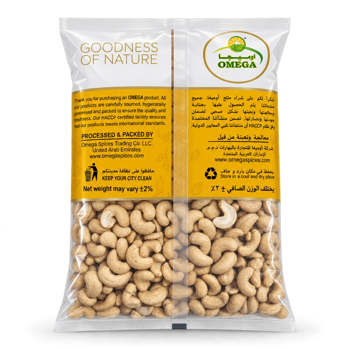 Omega Whole Cashew Nuts - 1KG - Back