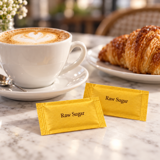Raw Sugar sachets with cappuccino