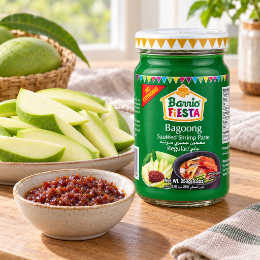 Barrio Fiesta Shrimp Paste 250g — green mango serving suggestion