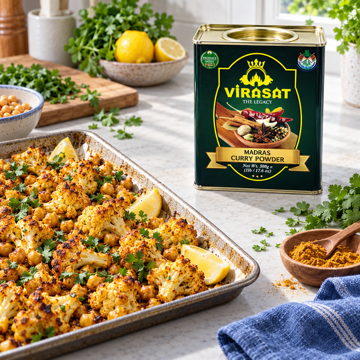 Virasat Madras Curry Powder with roasted vegetables