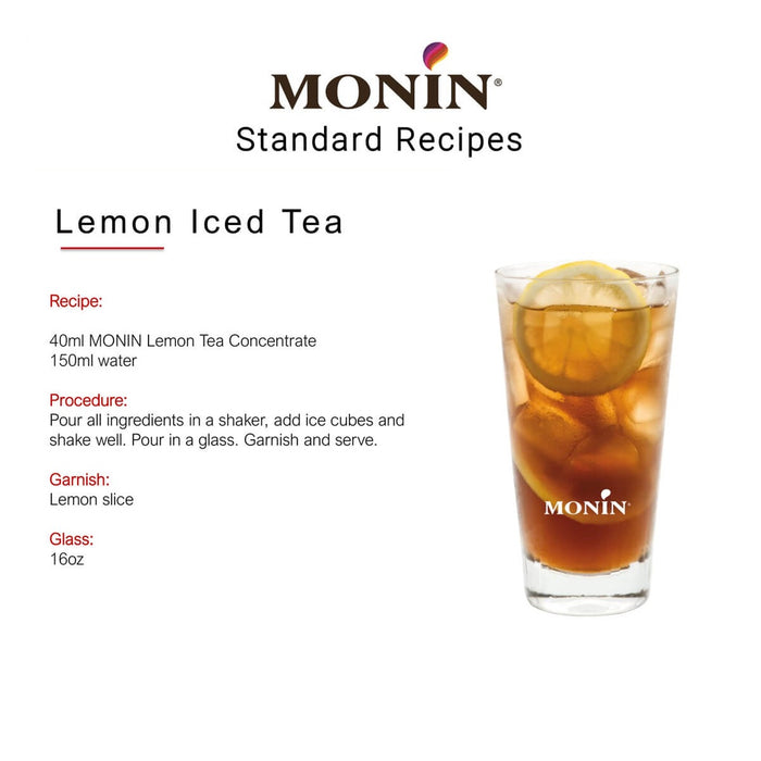 Monin Lemon Tea Syrup bottle detail UAE
