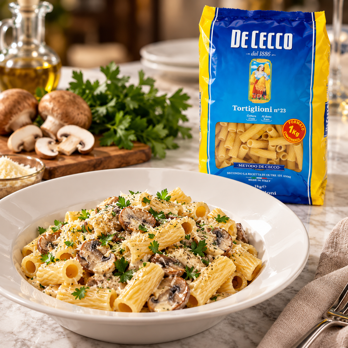 DeCecco Tortiglioni #23 Pasta 1KG with mushroom sauce — additional view | Addtocart Dubai UAE