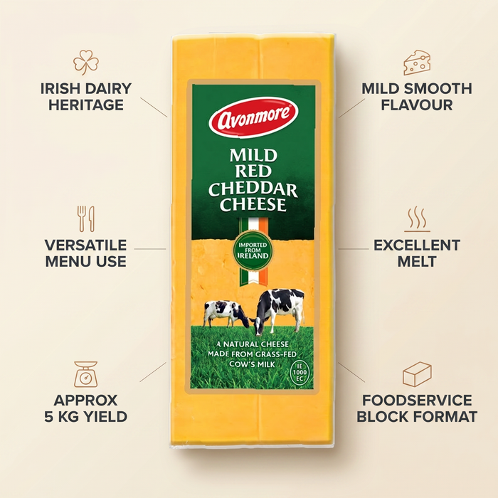 Avonmore Mild Red Cheddar 5KG features and benefits | Addtocart Dubai UAE