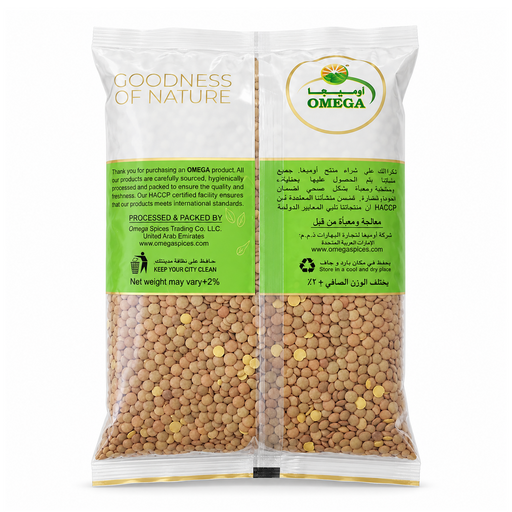 Omega Green Lentil Whole 1KG, rear packaging — additional view | Addtocart Dubai UAE