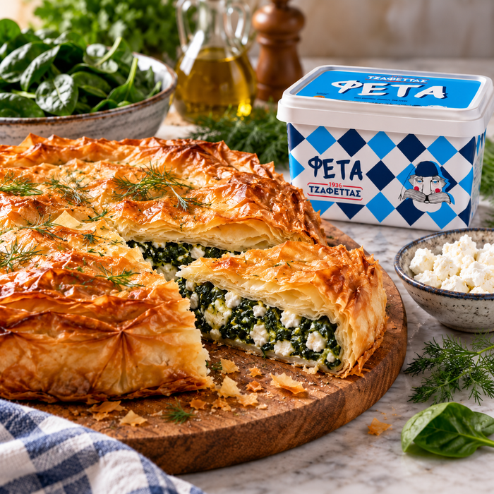 Tzafettas Greek Feta Cheese 2KG in spinach and feta spanakopita — additional view | Addtocart Dubai UAE