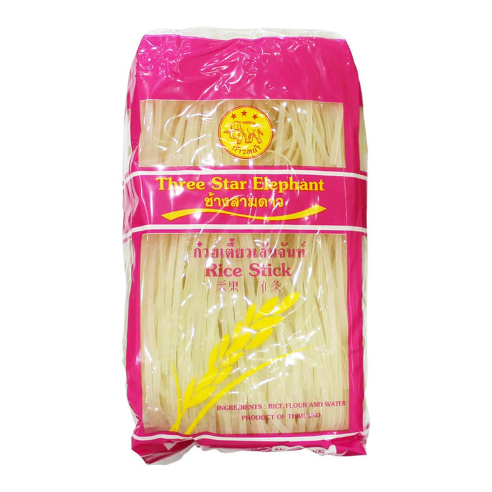 Three Star Elephant Rice Stick 3MM, Thailand - 400G | Addtocart Dubai UAE