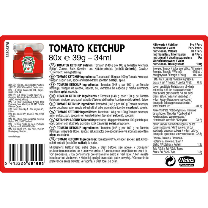Heinz Tomato Ketchup Mini Jars - 80 X 39G — additional view | Addtocart Dubai UAE