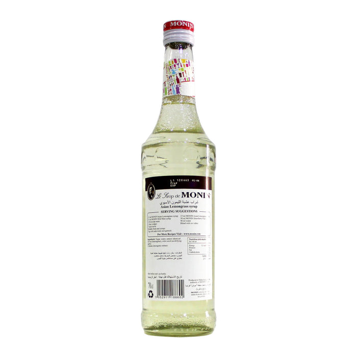 Monin Asian Lemongrass Syrup 700ML back label UAE