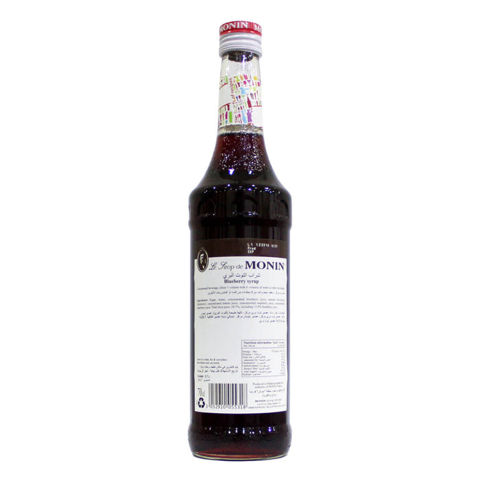 Monin Blueberry Syrup 700ML back label UAE