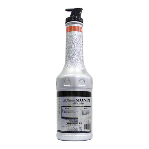 Monin Lychee Fruit Mix Puree 1LTR back label UAE