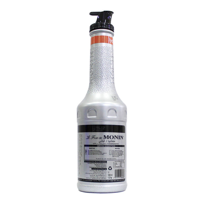 Monin Lychee Fruit Mix Puree 1LTR back label UAE