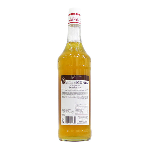 Monin Passion Fruit Syrup 1LTR back label UAE