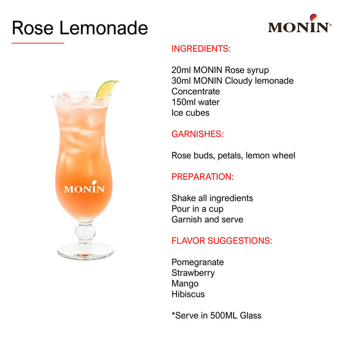 Rose Lemonade made with Monin Rose Syrup