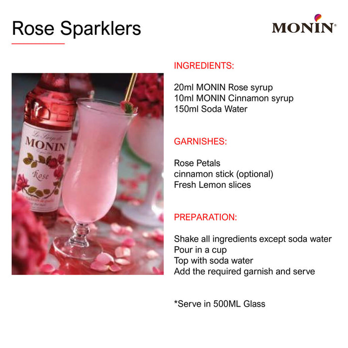 Rose Sparkler drink made with Monin Rose Syrup