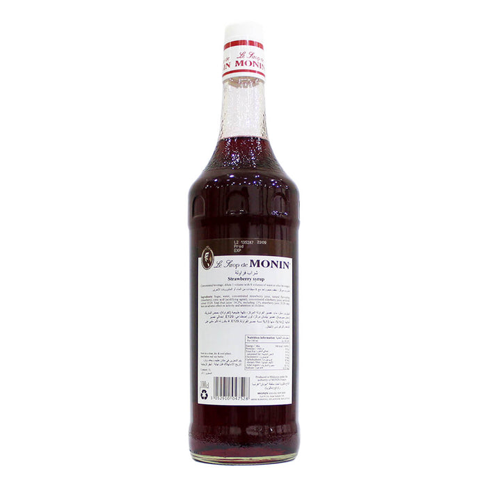 Monin Strawberry Syrup 1LTR back label UAE