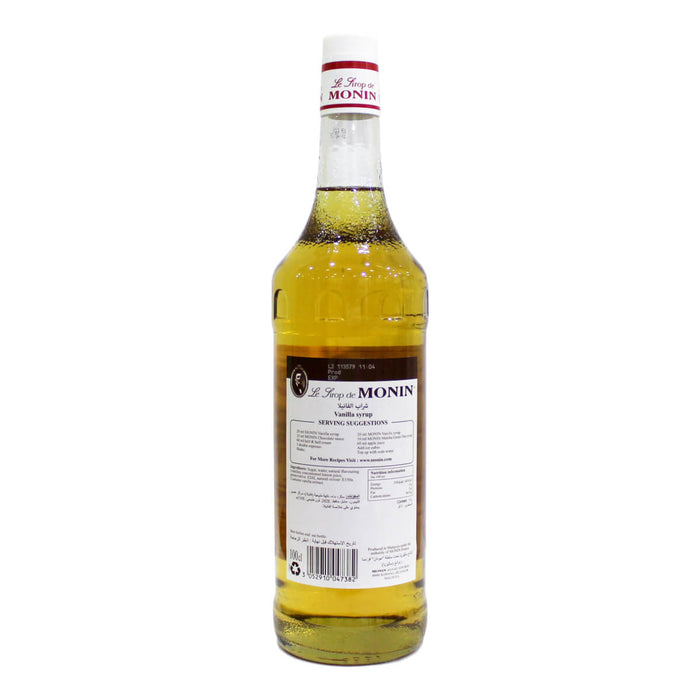 Monin Vanilla Syrup 1LTR back label UAE