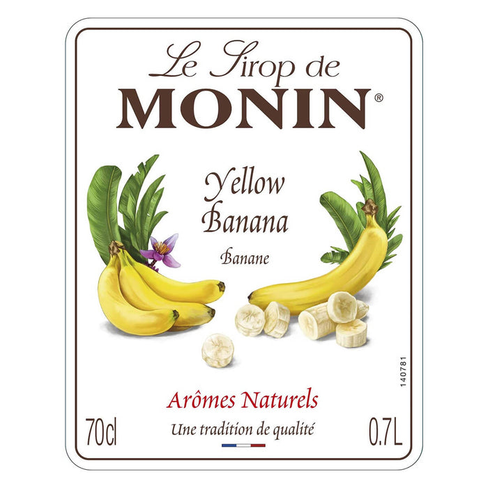 Monin Yellow Banana Syrup 700ML side view UAE