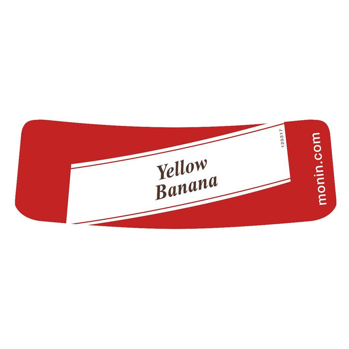 Monin Yellow Banana Syrup label close up UAE