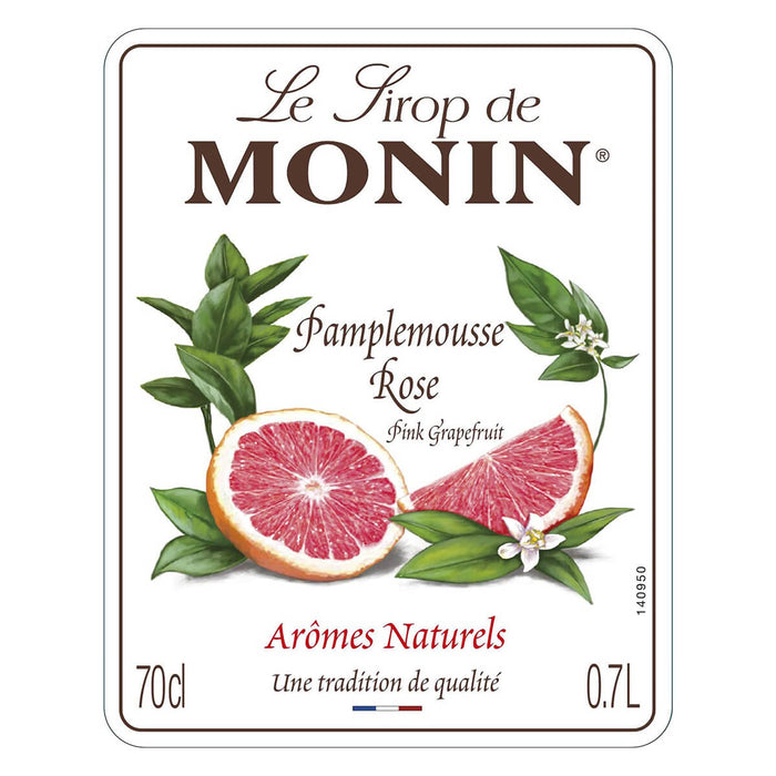 Monin Pink Grapefruit Syrup bottle detail UAE