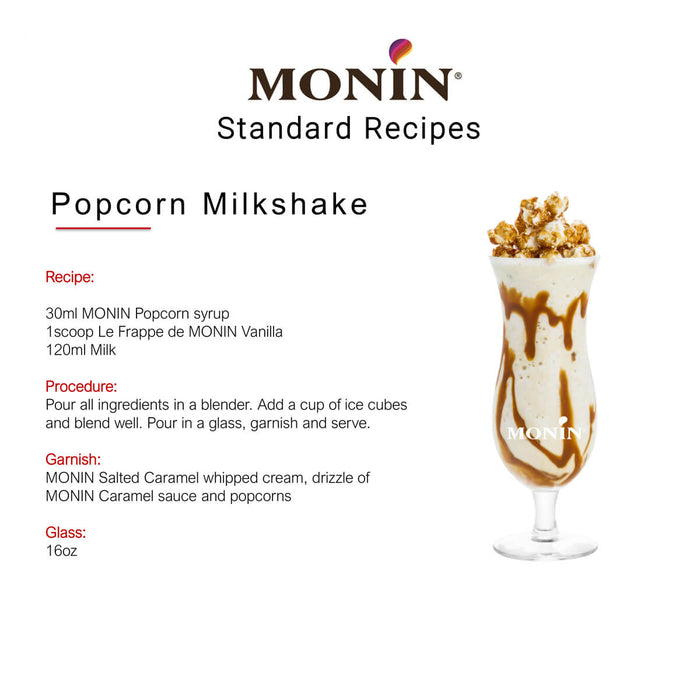 Popcorn Milkshake made with Monin Vanilla Frappe Powder
