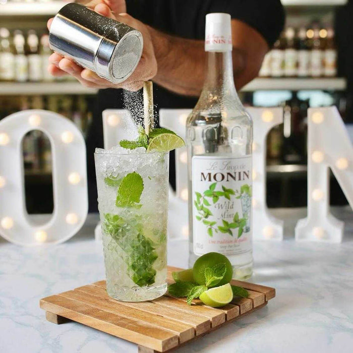 Monin Wild Mint Syrup bottle detail UAE