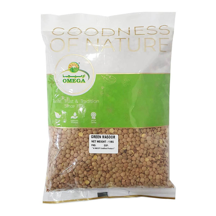 Omega Green Lentil Whole - 1KG | Addtocart Dubai UAE