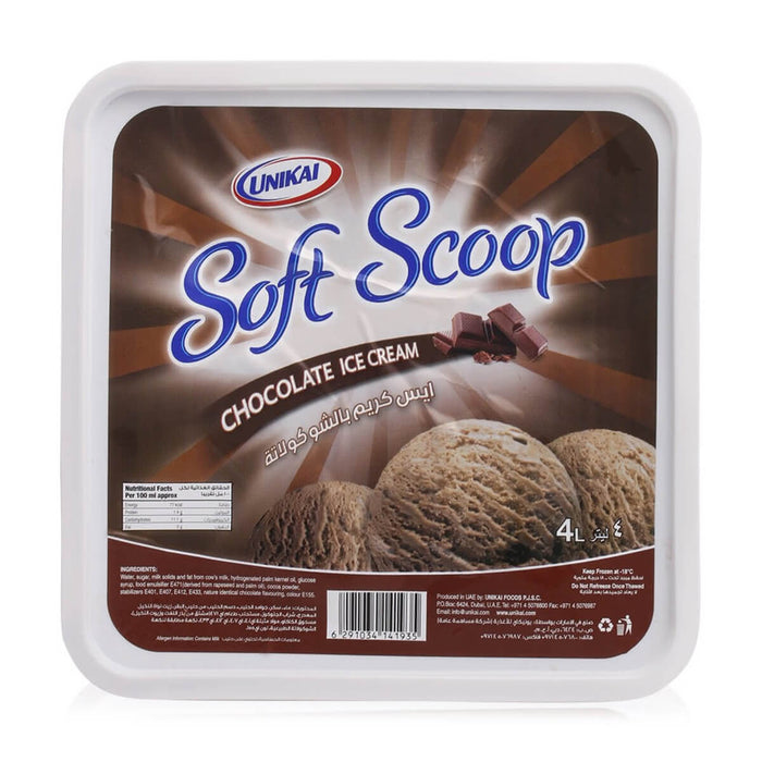 Unikai Chocolate Ice Cream Soft Scoop - 4LTR | Addtocart Dubai UAE