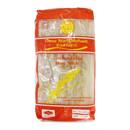 Three Star Elephant Rice Stick 10MM, Thailand - 400G | Addtocart Dubai UAE