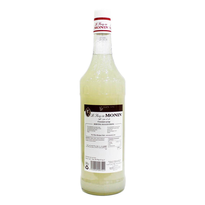 Monin Coconut Syrup 1LTR back label UAE
