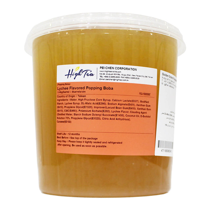 High Tea Lychee Popping Boba for Bubble Tea, Taiwan - 3.4KG | Addtocart Dubai UAE