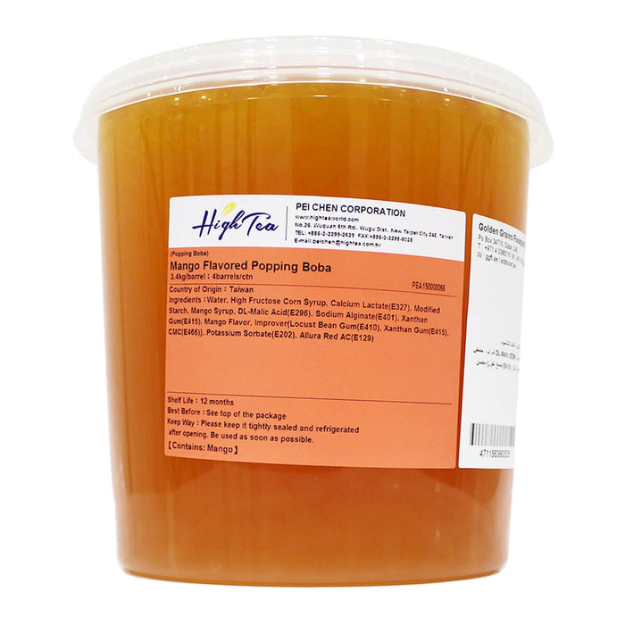 High Tea Mango Popping Boba for Bubble Tea, Taiwan - 3.4KG | Addtocart Dubai UAE