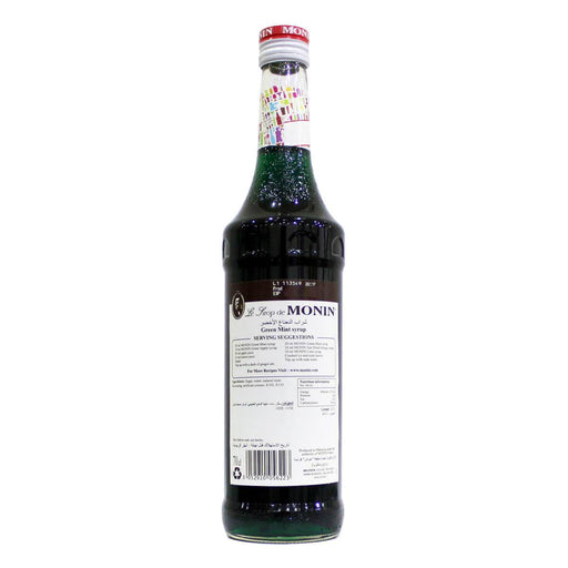 Monin Green Mint Syrup 700ML back label UAE