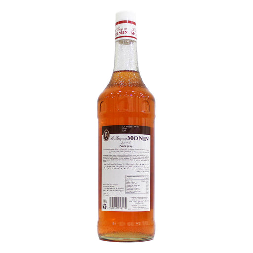 Monin Peach Syrup 1LTR back label UAE