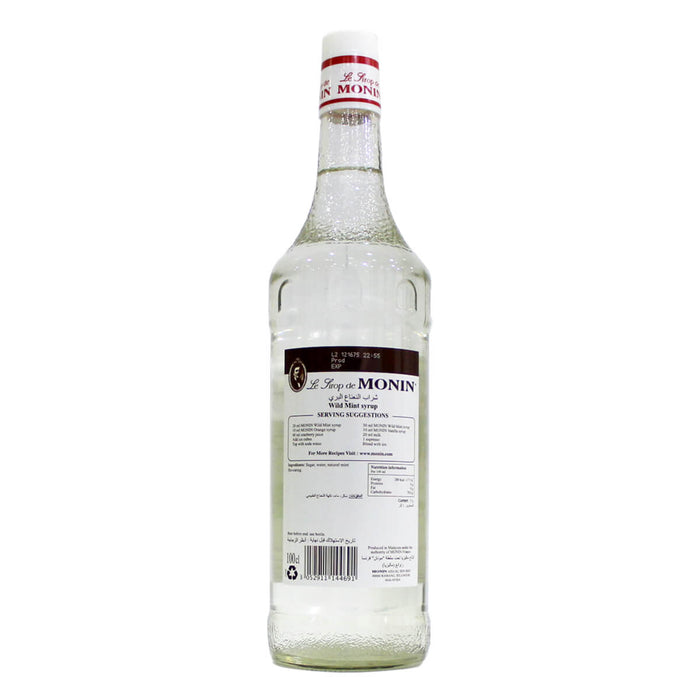 Monin Wild Mint Syrup 1LTR back label UAE