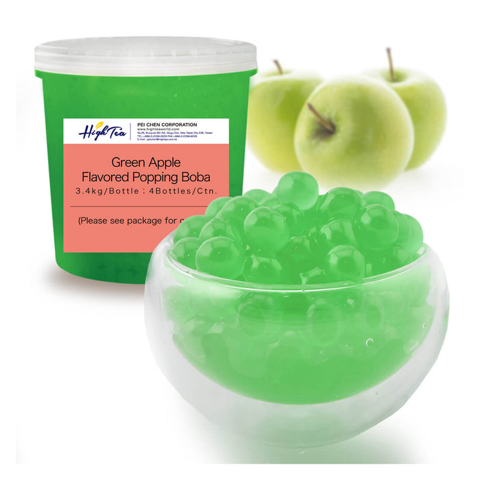 High Tea Green Apple Popping Boba for Bubble Tea, Taiwan - 3.4KG | Addtocart Dubai UAE