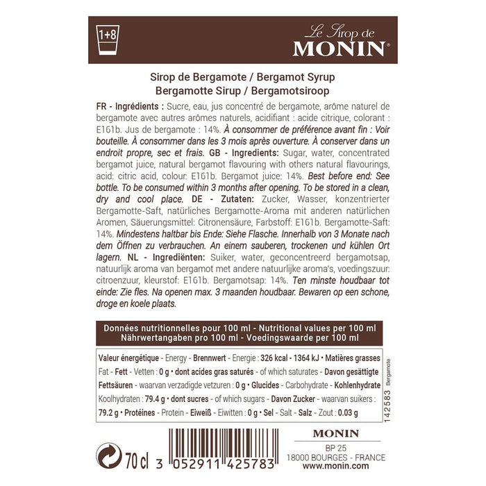 Monin Bergamot Syrup, France - 700ML